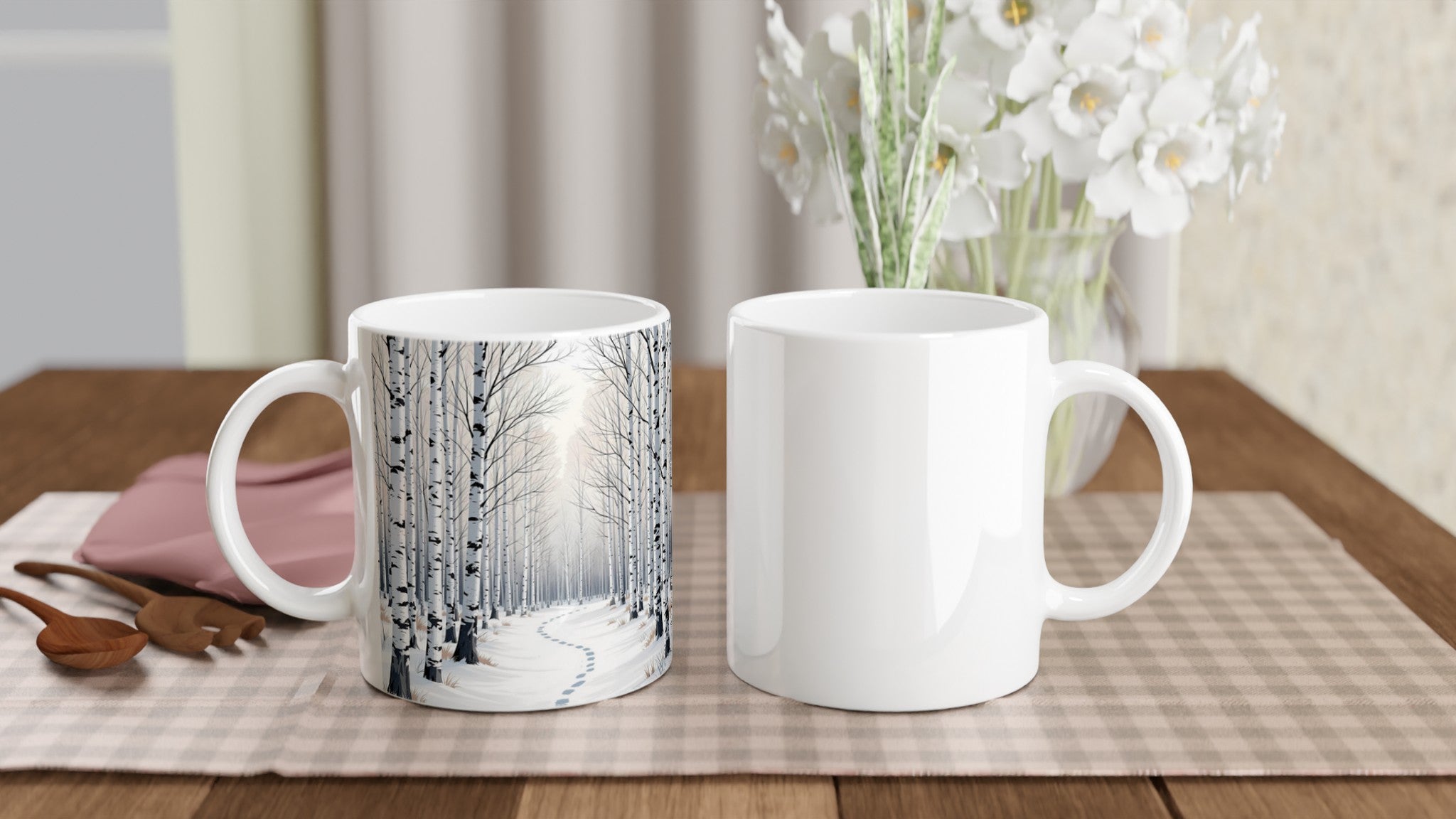 Silver Birch Winter Light Woodland Mug Coffee Tea Ceramic 11oz — Mug | Wild Thread Co