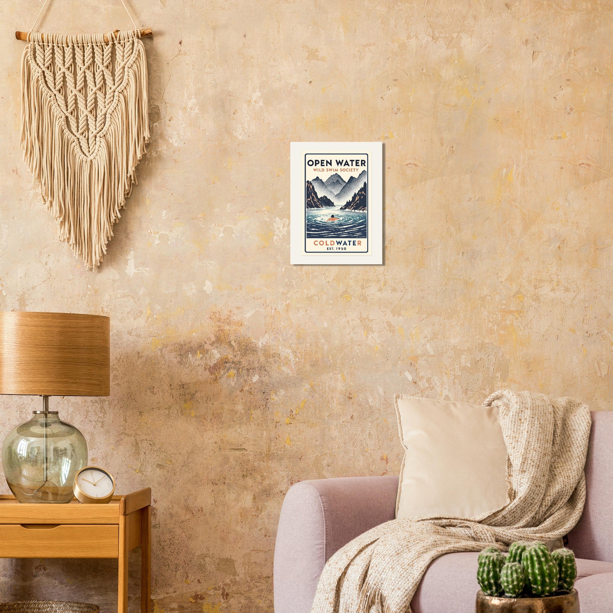 Open Water Vintage Travel Poster Art Print — detail view | Wild Thread Co