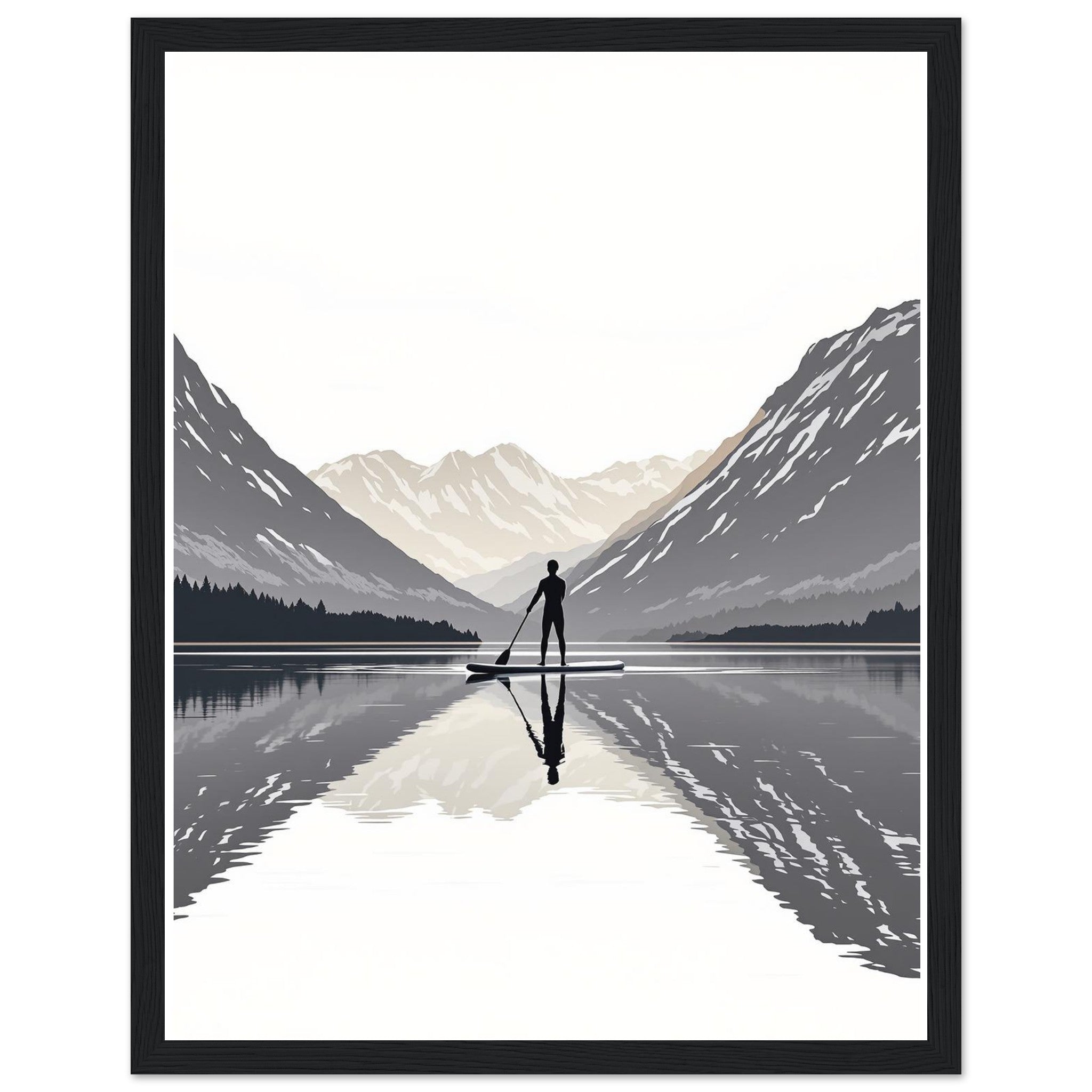 Canal Paddleboard Loch Reflection Dawn — Framed Art Print | Wild Thread Co UK