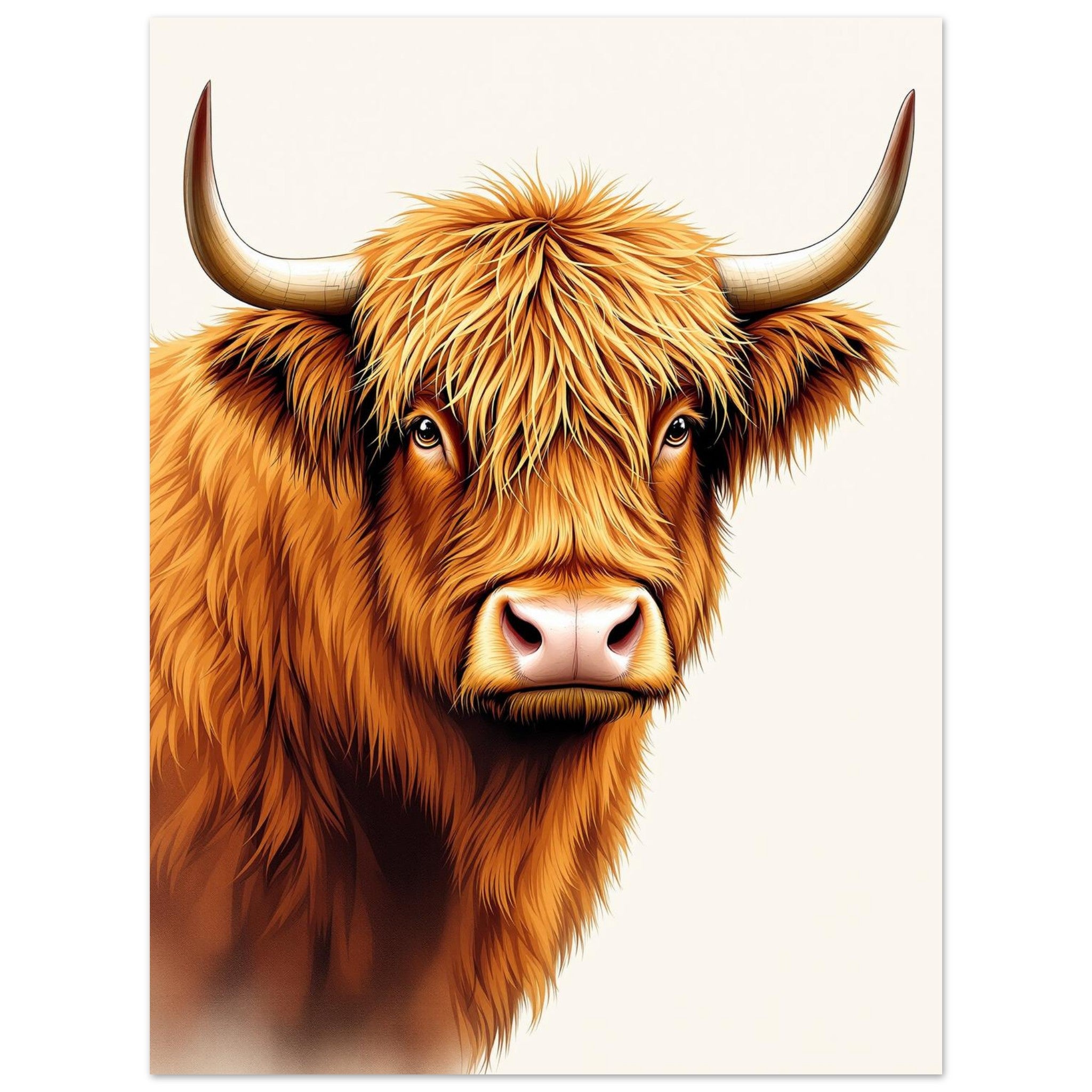 Highland Cattle Portrait A1 Art Print Art Print — detail view | Wild Thread Co