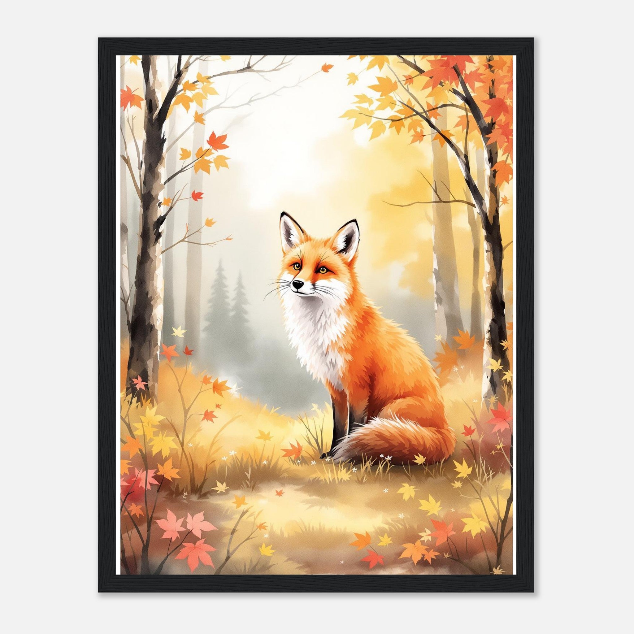 Fox Watercolour Framed Print Wall Art Ready to Hang UK — Framed Art Print | Wild Thread Co