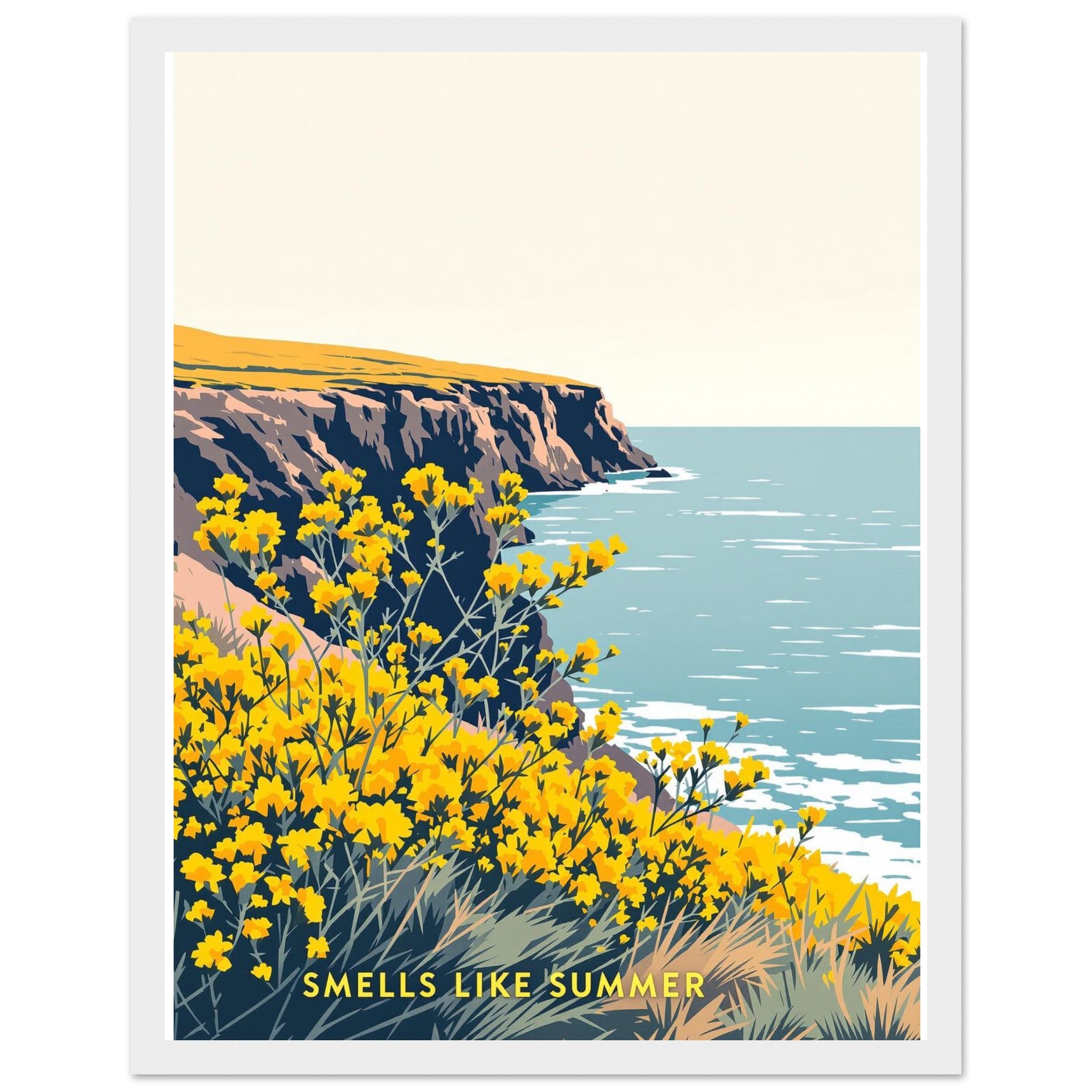 Gorse Coastal Moor Yellow Framed Art Print — detail view | Wild Thread Co