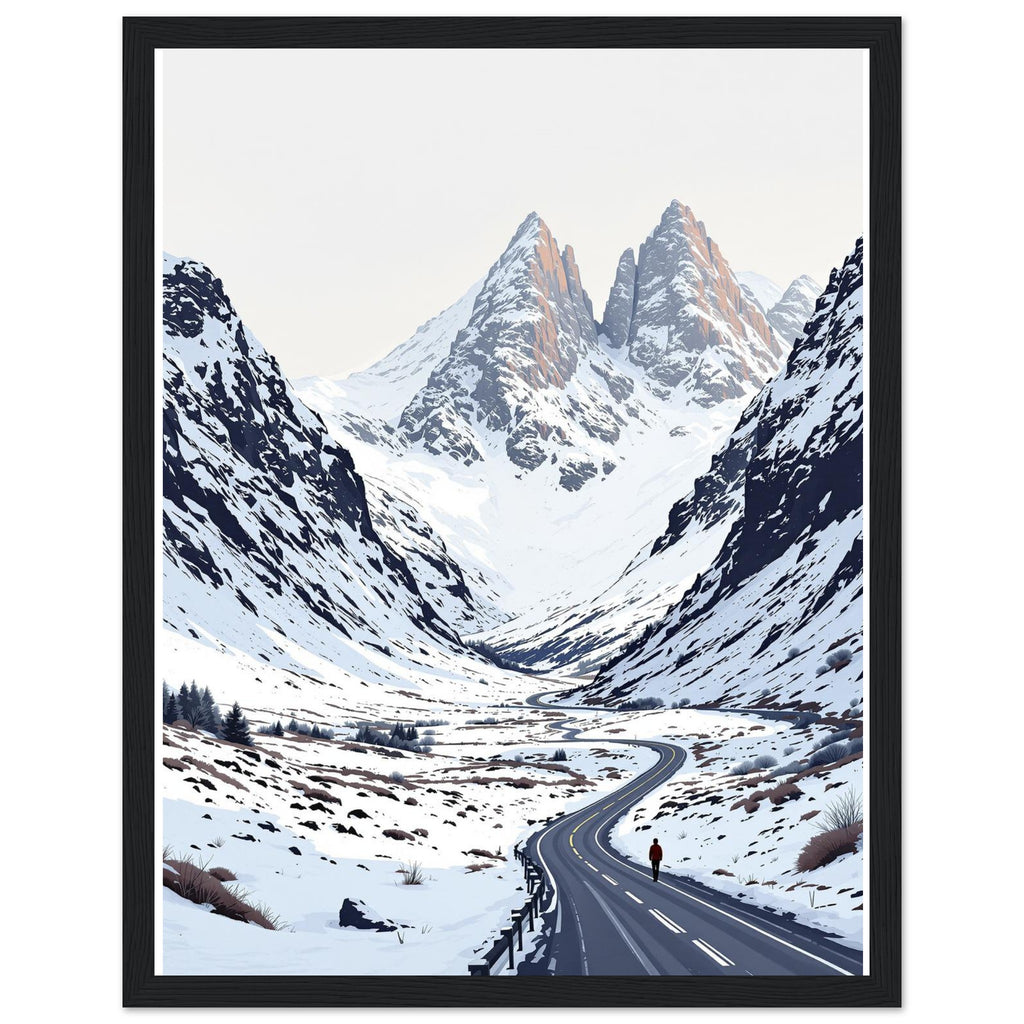 Glencoe Winter Snow Epic Framed Print Wall Art Ready to Hang UK Framed Art Print — detail view | Wild Thread Co