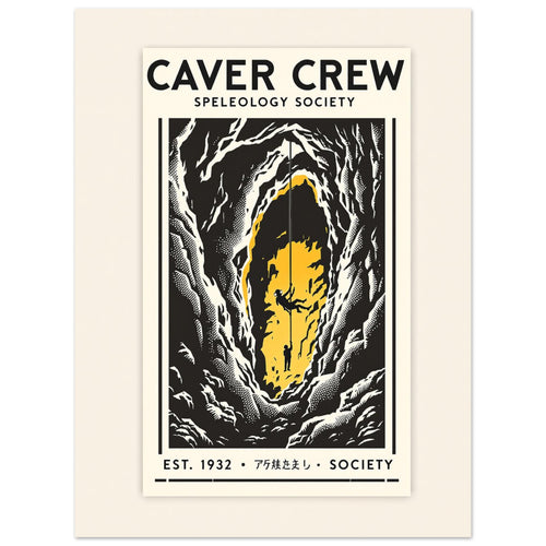 Caver Crew Vintage Travel Poster Art Print — detail view | Wild Thread Co
