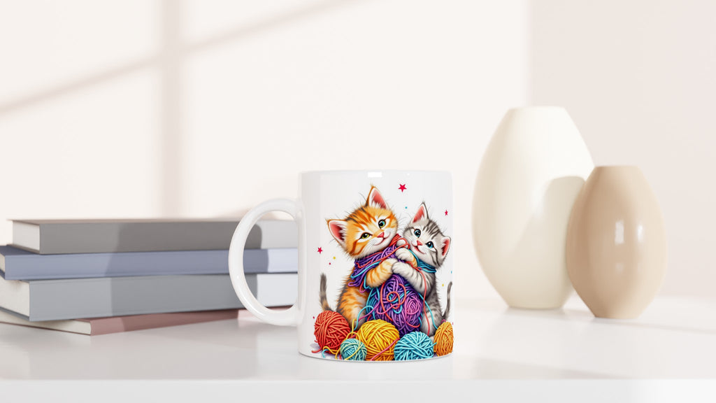 Cats Playing Yarn Mug — detail view | Wild Thread Co