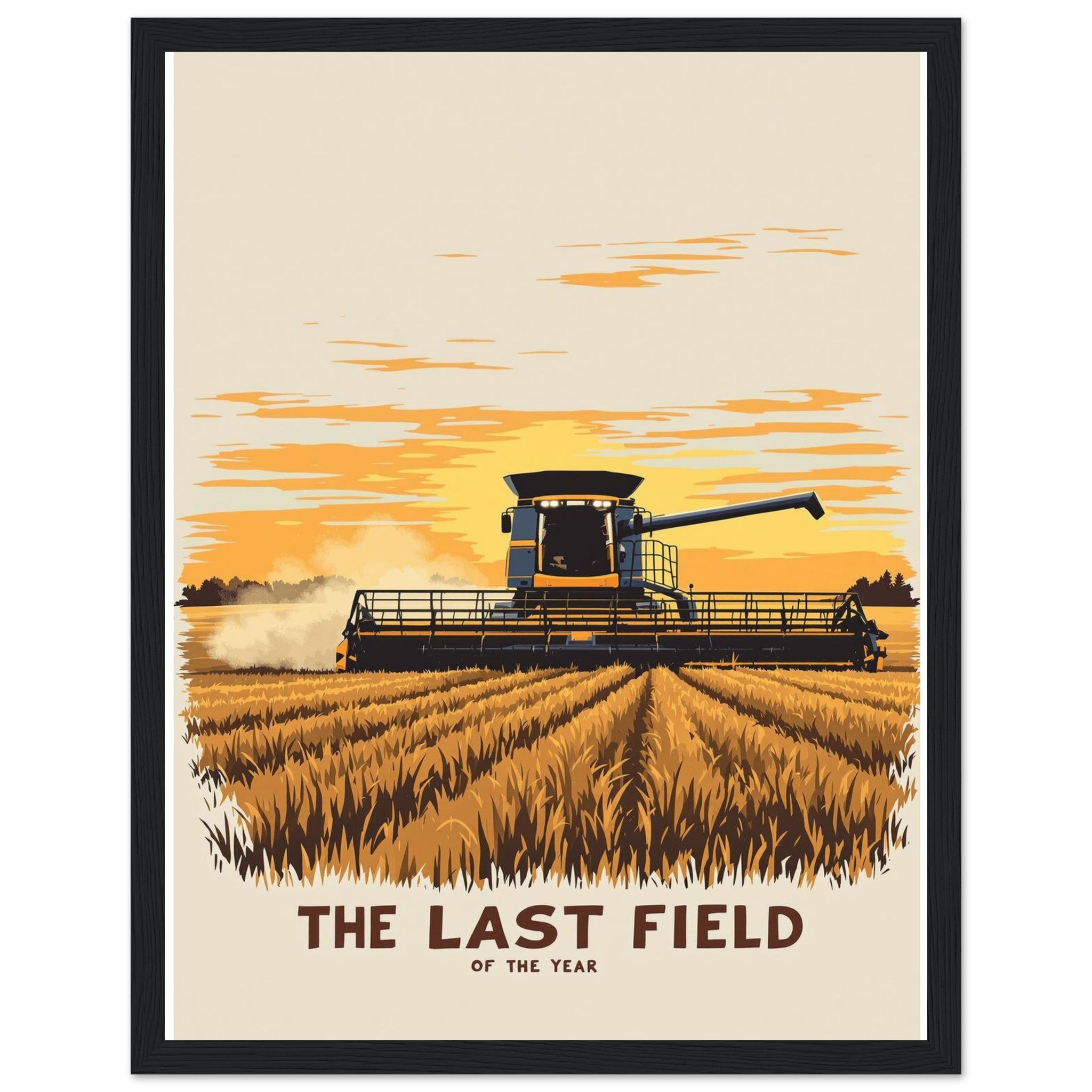 Combine Harvester Dusk Final Field Framed Print — Framed Art Print | Wild Thread Co
