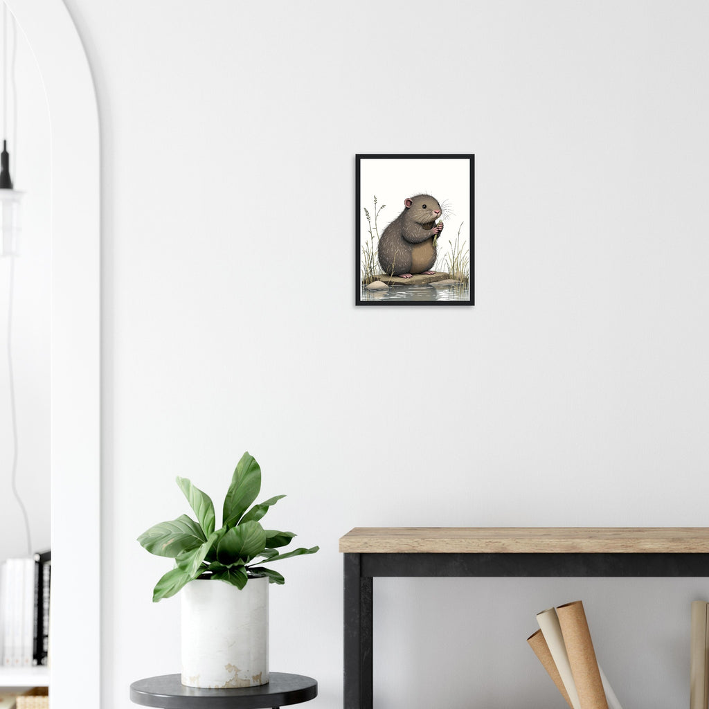 Water Vole Ratty Riverbank Art Framed Print Wall Art Ready to Hang UK UK Gift Framed Art Print — detail view | Wild Thread Co