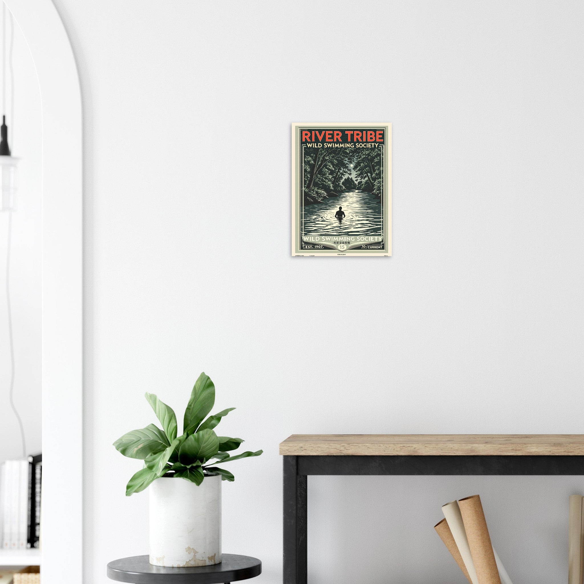 River Tribe Vintage Travel Poster Art Print — detail view | Wild Thread Co