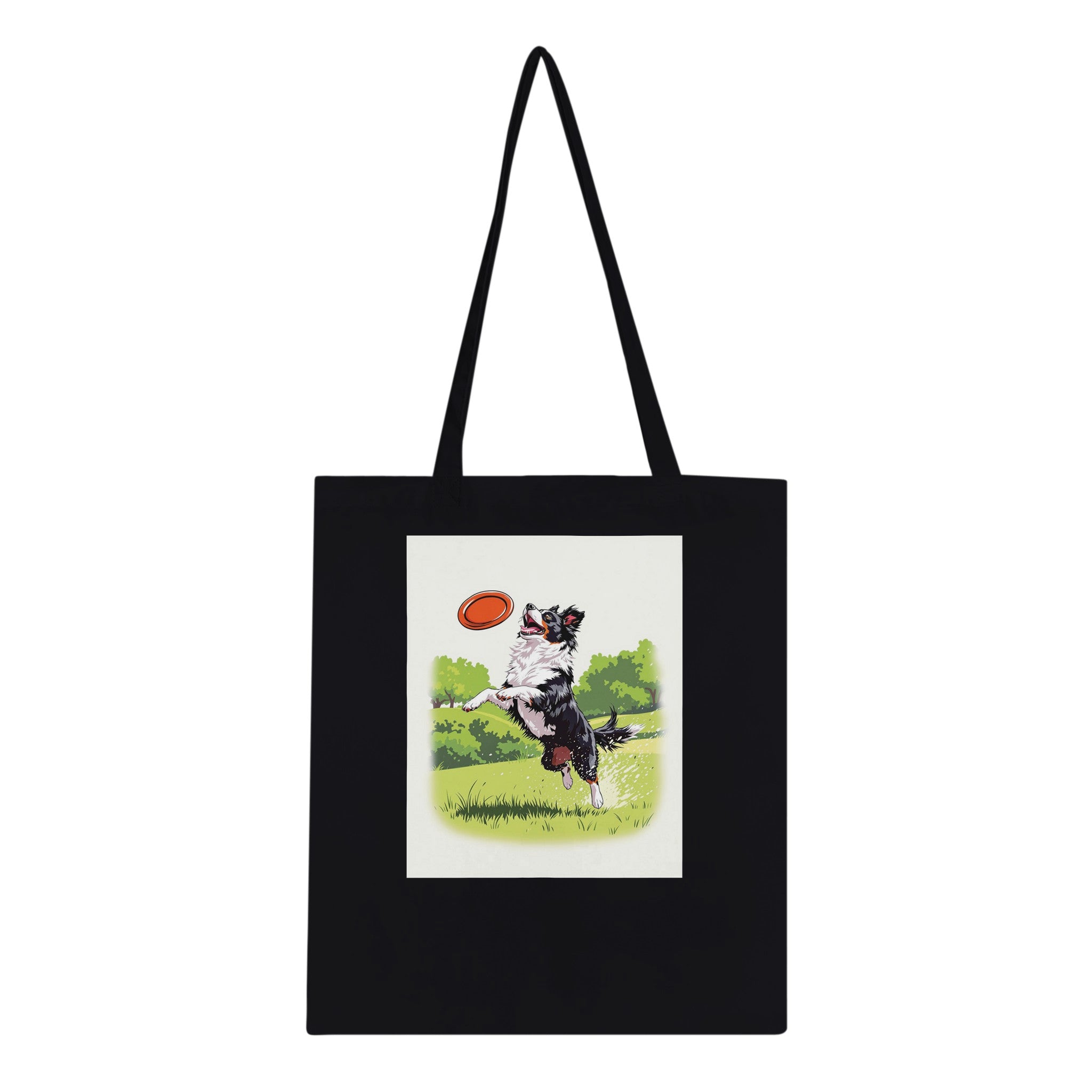 Border Collie Action Tote Bag Cotton Shopper UK Tote Bag — detail view | Wild Thread Co