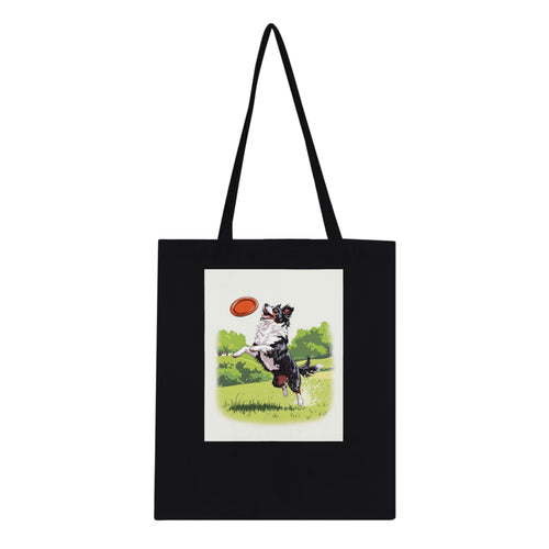 Border Collie Action Tote Bag Cotton Shopper UK Tote Bag — detail view | Wild Thread Co