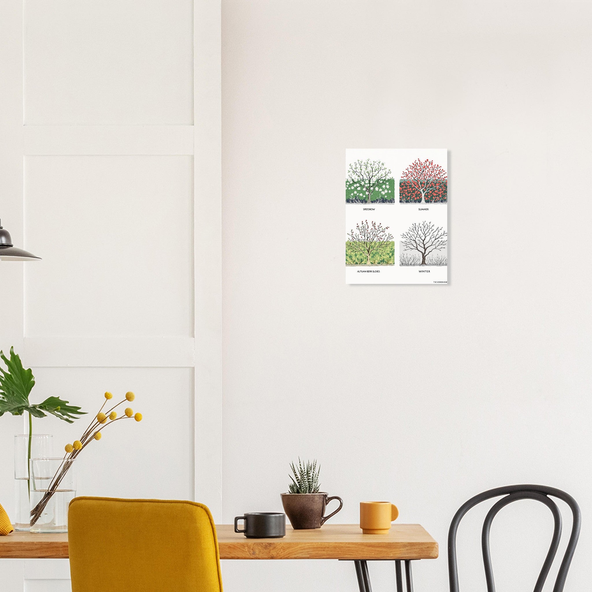 Hedgerow Four Seasons Panel A1 Art Print Art Print — detail view | Wild Thread Co