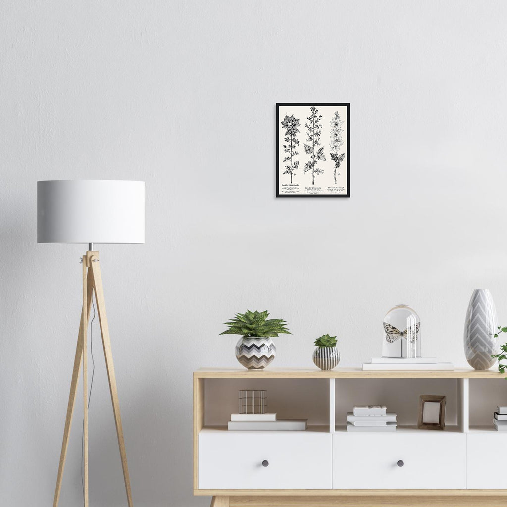 Dark Academia Deadly Botanicals Framed Print Wall Art Ready to Hang Framed Art Print — detail view | Wild Thread Co