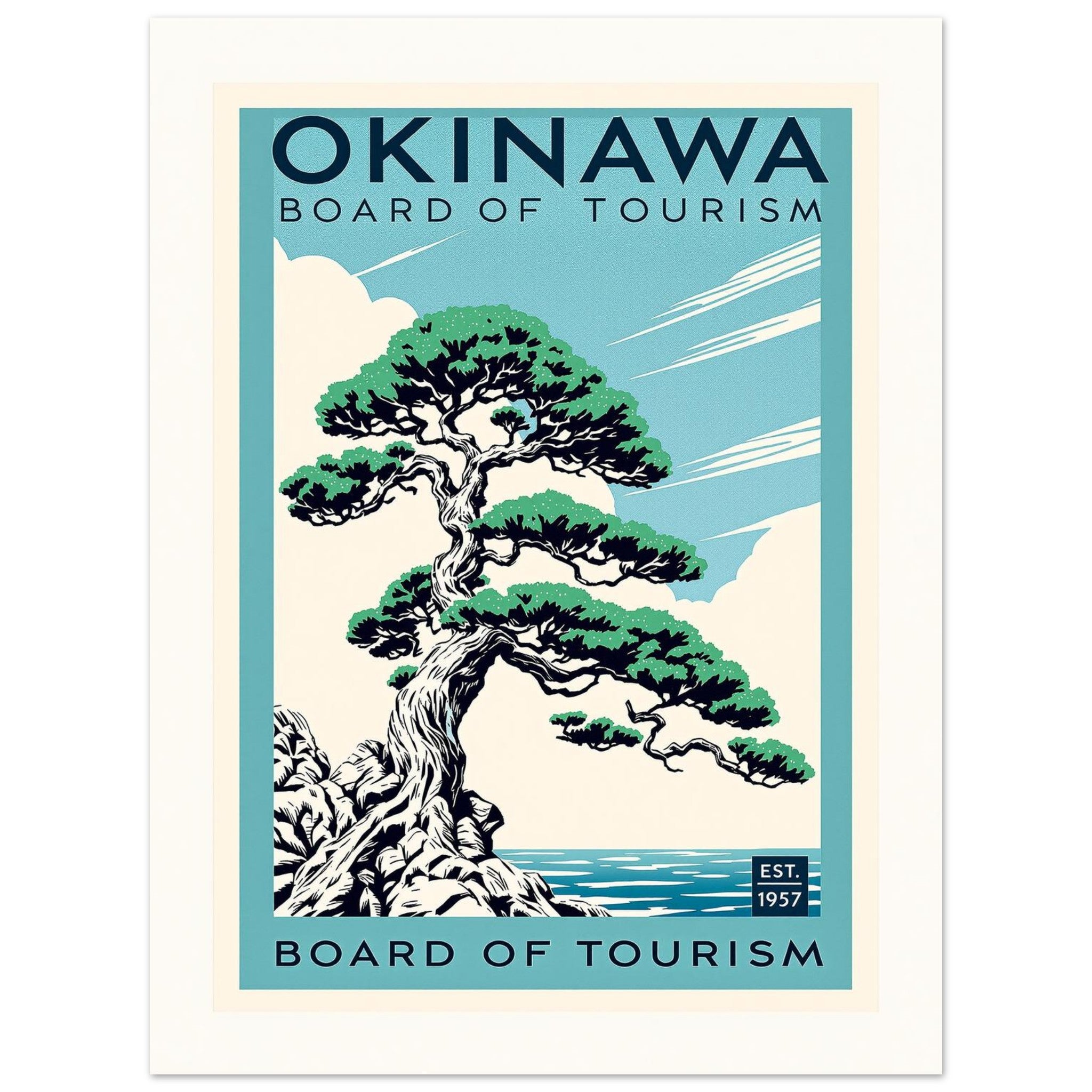 Okinawa Vintage Travel Poster Art Print — detail view | Wild Thread Co