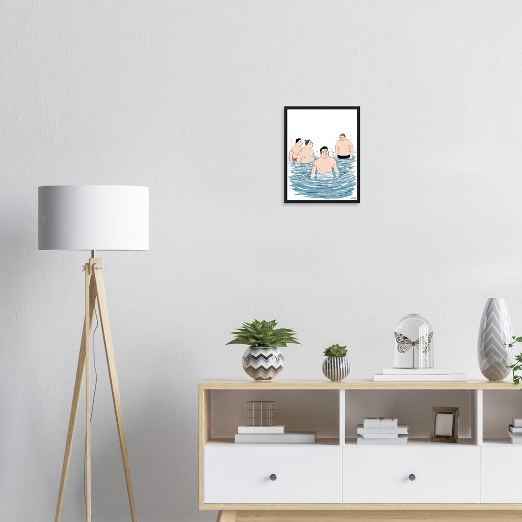 Cold Water Swim Group January Framed Print Wall Art Ready to Hang UK UK Gift Framed Art Print — detail view | Wild Thread Co