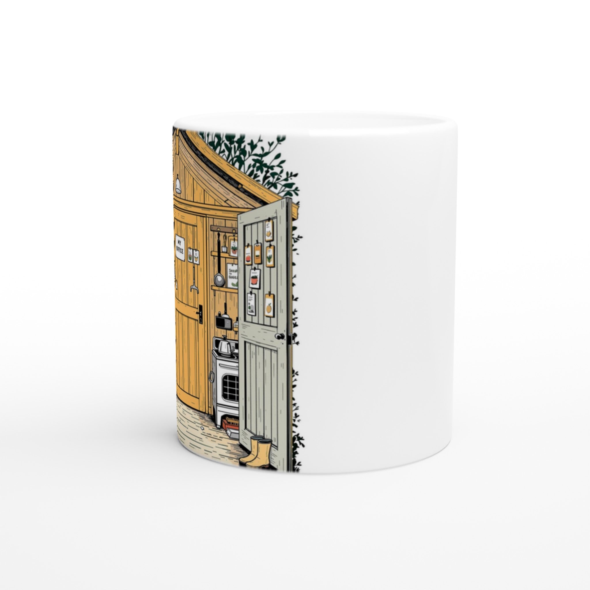 Allotment Shed Sanctuary Mug — detail view | Wild Thread Co
