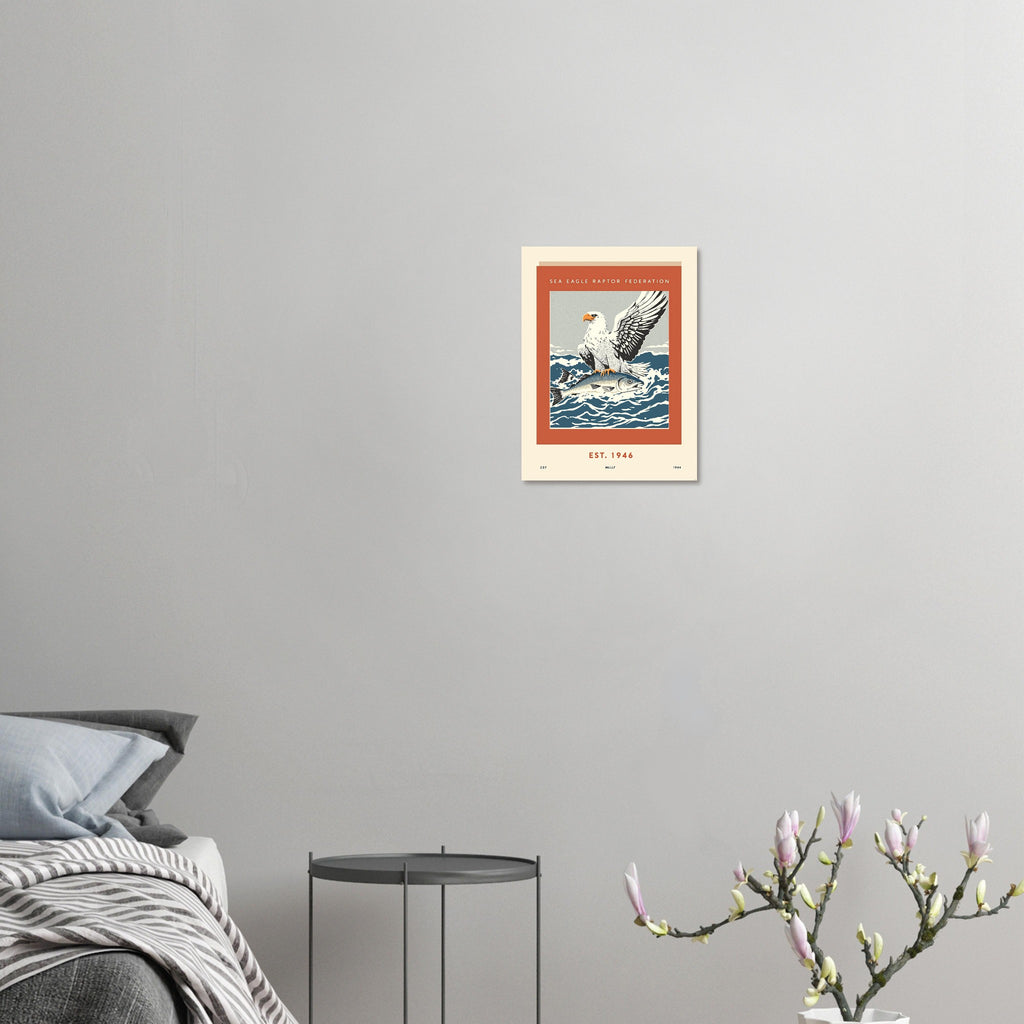 Sea Eagle Vintage Travel Poster Art Print — detail view | Wild Thread Co