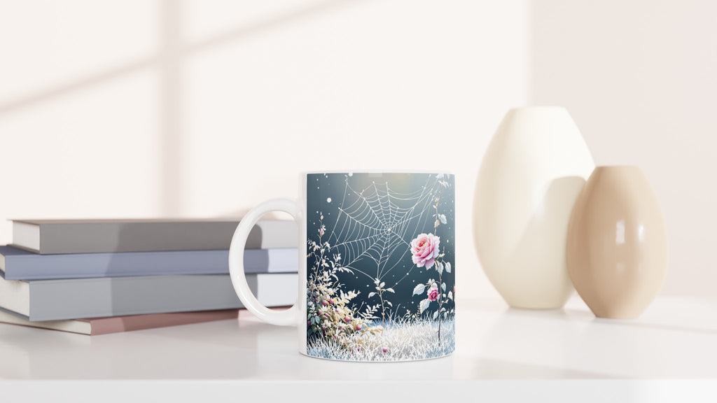 First Frost Garden Morning Rose Mug — detail view | Wild Thread Co