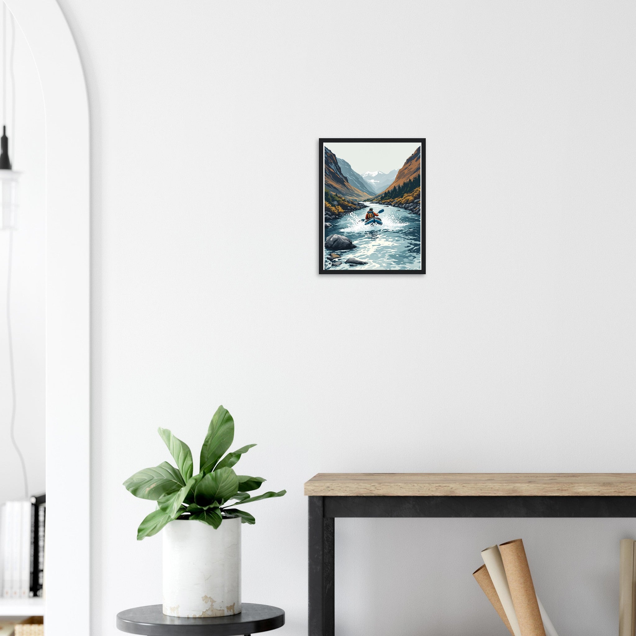 Packraft Scottish Wild River Remote Framed Art Print — detail view | Wild Thread Co