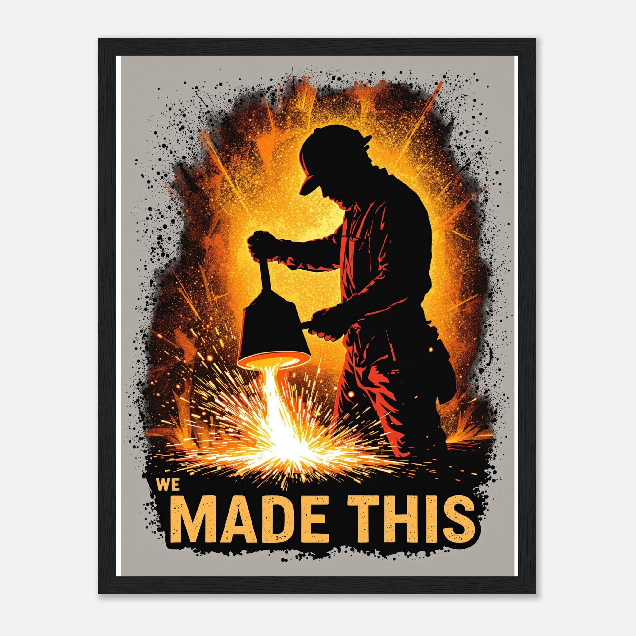 Steelworker Furnace Heritage Framed Art Print — detail view | Wild Thread Co