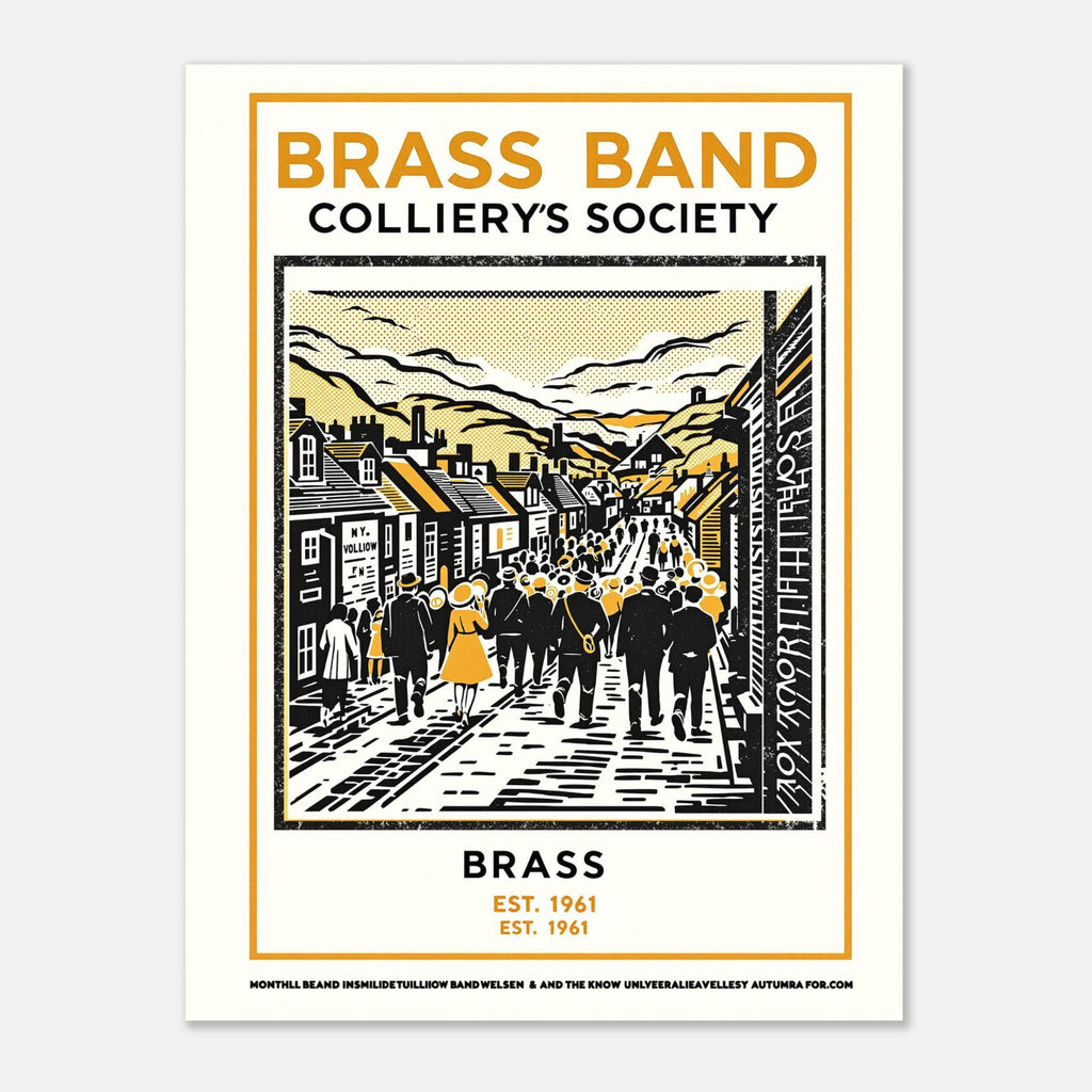 Brass Band Vintage Travel Poster Art Print — detail view | Wild Thread Co
