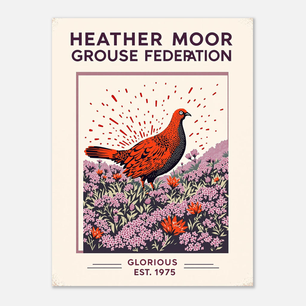 Heather Moor Vintage Travel Poster Art Print — detail view | Wild Thread Co