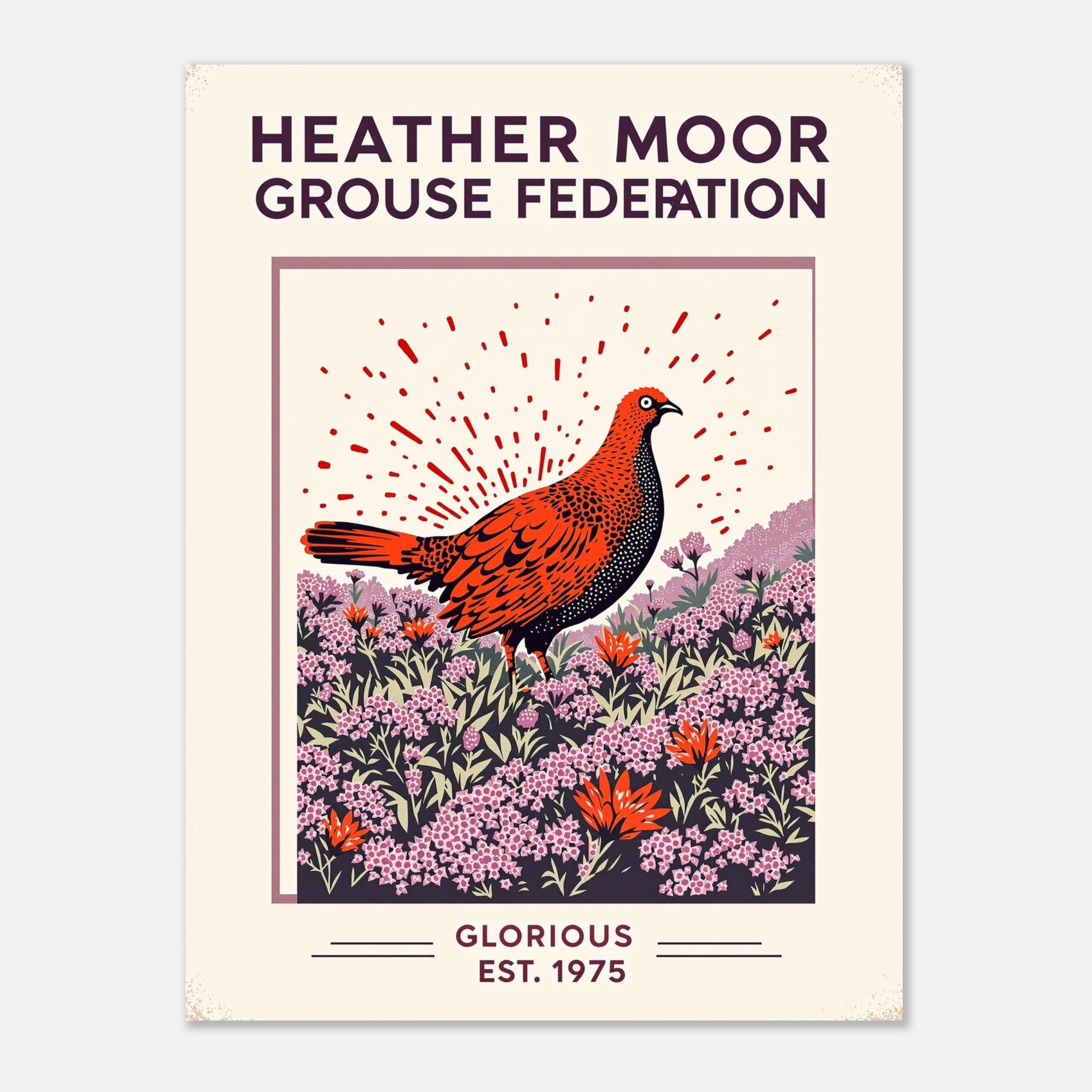 Heather Moor Vintage Travel Poster Art Print — detail view | Wild Thread Co