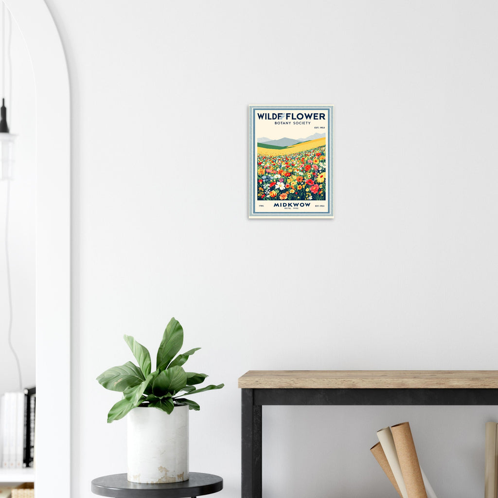 Wildflower Meadow Vintage Travel Poster Art Print — detail view | Wild Thread Co
