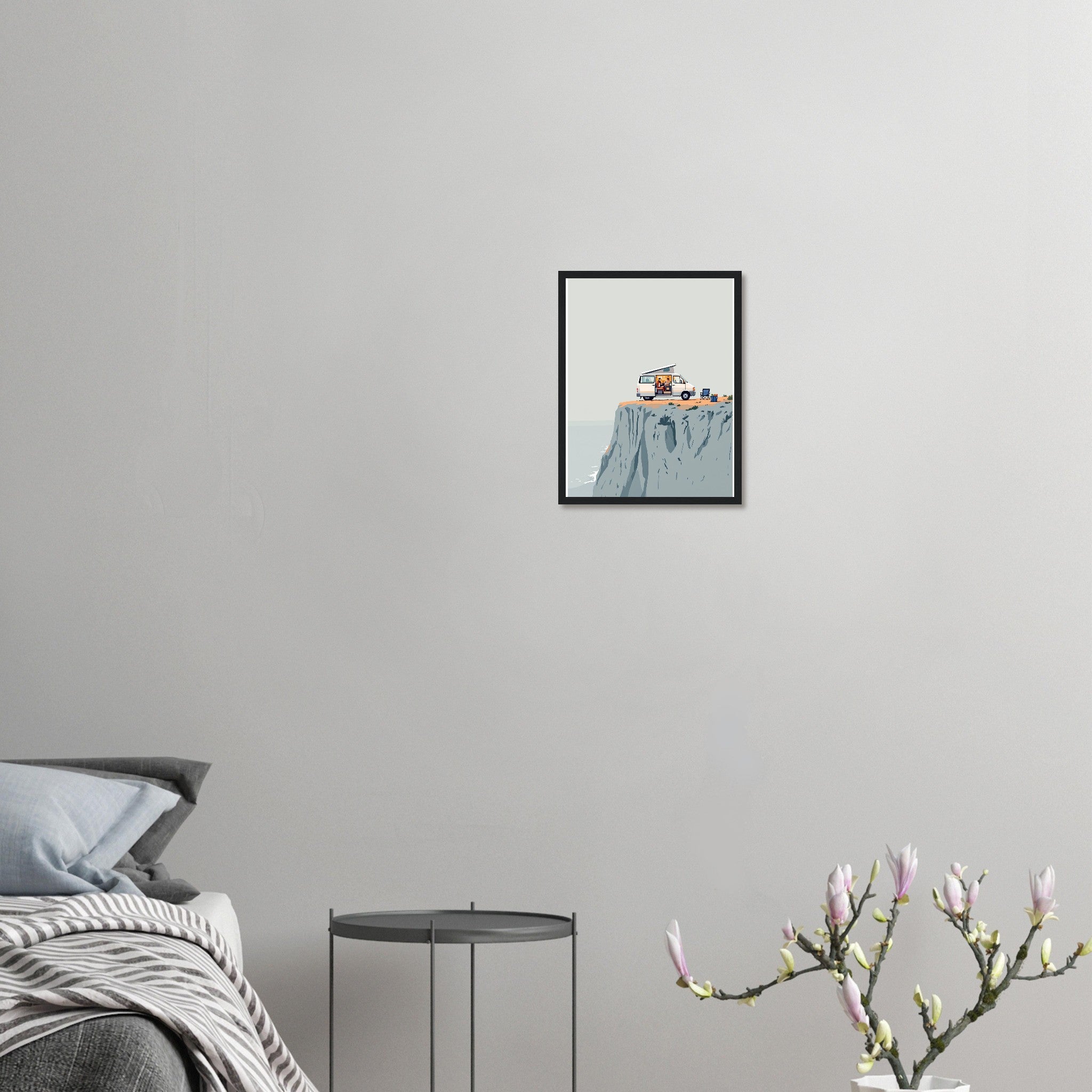 Van Life Clifftop Sea Framed Art Print — detail view | Wild Thread Co