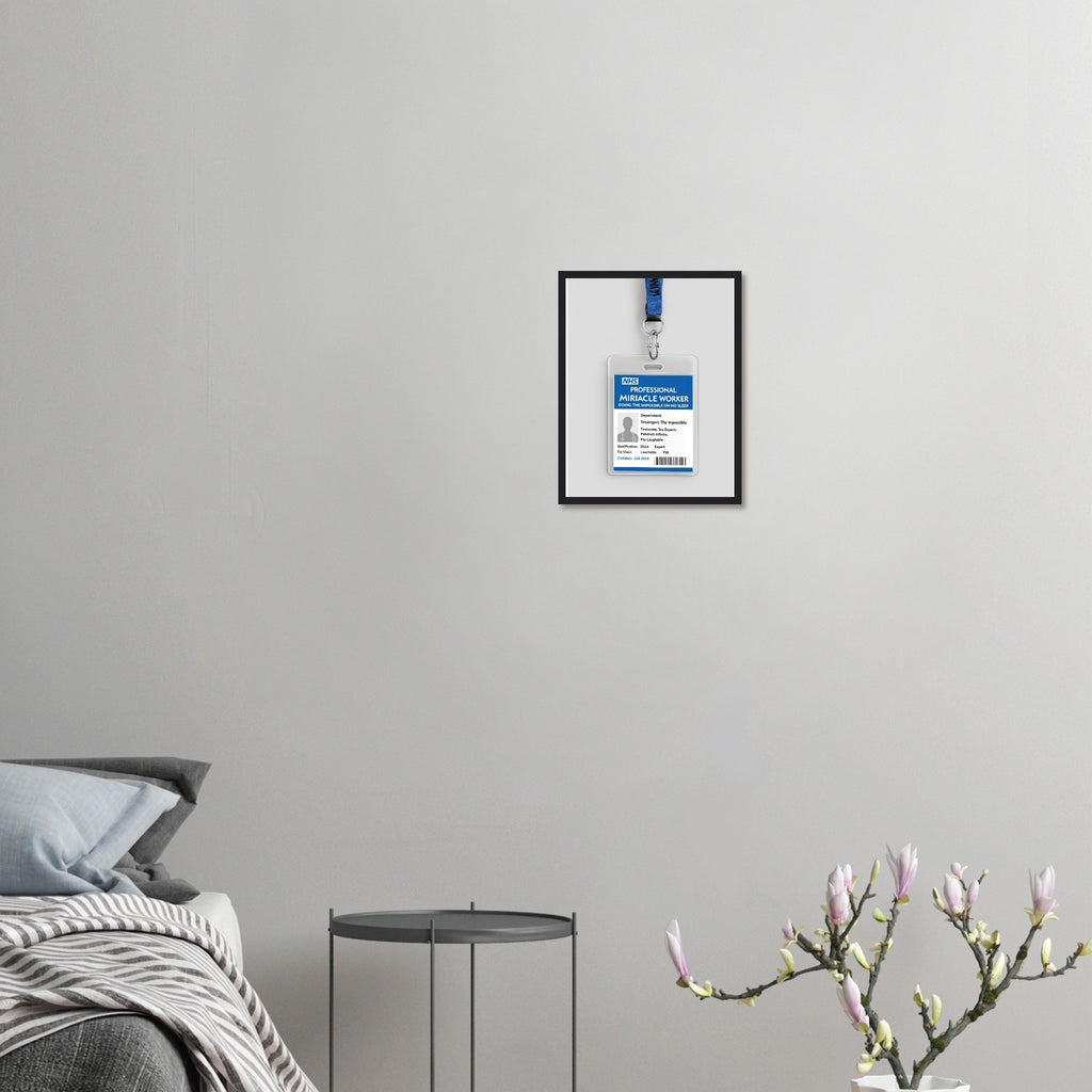 Nurse Nhs Id Card Spoof Framed Print Wall Art Ready to Hang UK Framed Art Print — detail view | Wild Thread Co