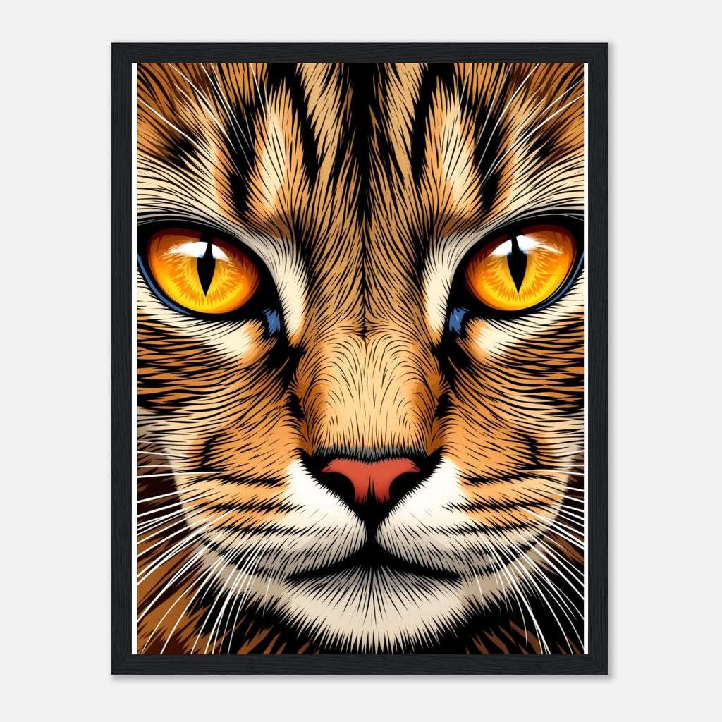 Tabby Cat Close Up Art Framed Print Wall Art Ready to Hang UK Framed Art Print — detail view | Wild Thread Co