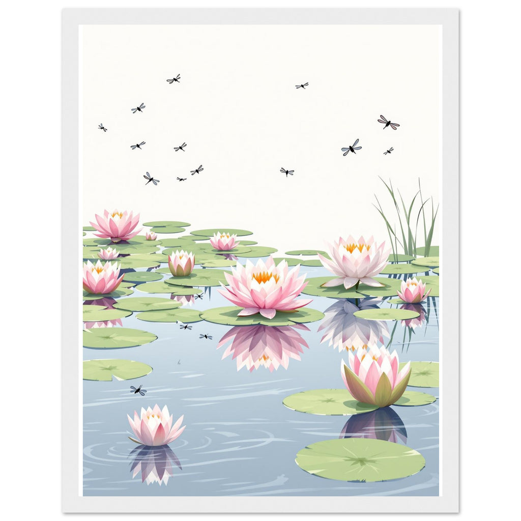 Water Lily Dragonfly Village Pond Print Material — detail view | Wild Thread Co