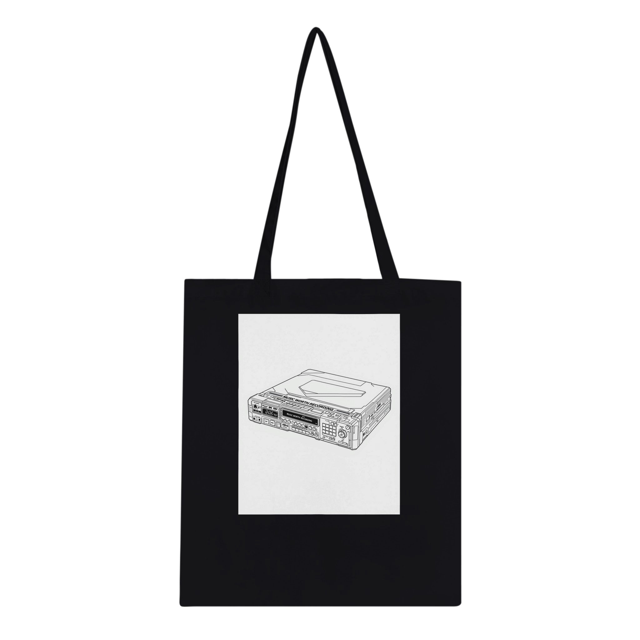 Y2k Minidisc Music Obsessive Tote Bag Cotton Shopper UK Tote Bag — detail view | Wild Thread Co