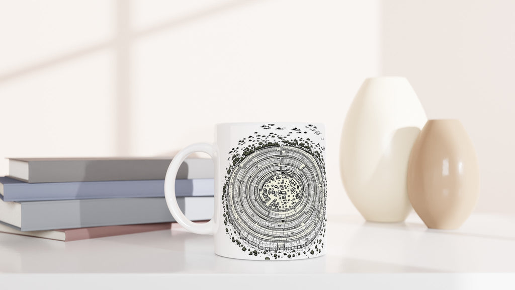 Iron Age Hill Fort Aerial Mug — detail view | Wild Thread Co