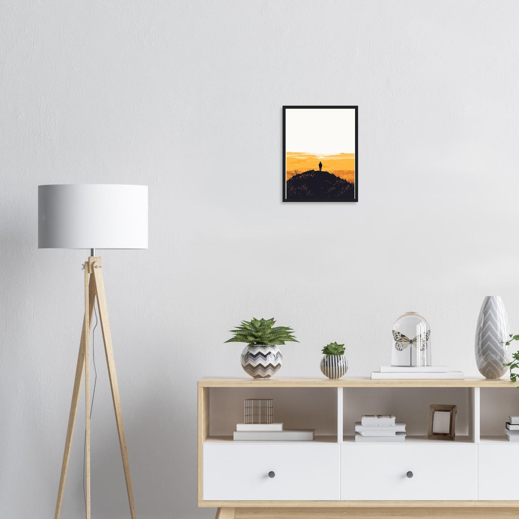 Golden Hour Hilltop Long Shadow Print Material — detail view | Wild Thread Co