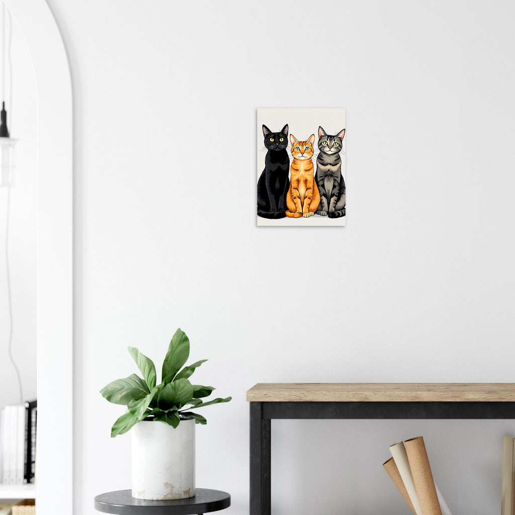 three cats in a row Art Print Art Print — detail view | Wild Thread Co