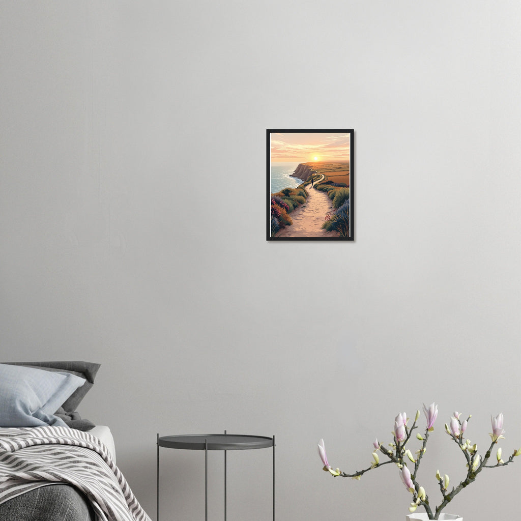Coastal Path Dawn Solo Walker Framed Art Print — detail view | Wild Thread Co