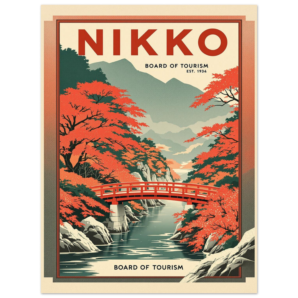 Nikko Vintage Travel Poster Art Print — detail view | Wild Thread Co