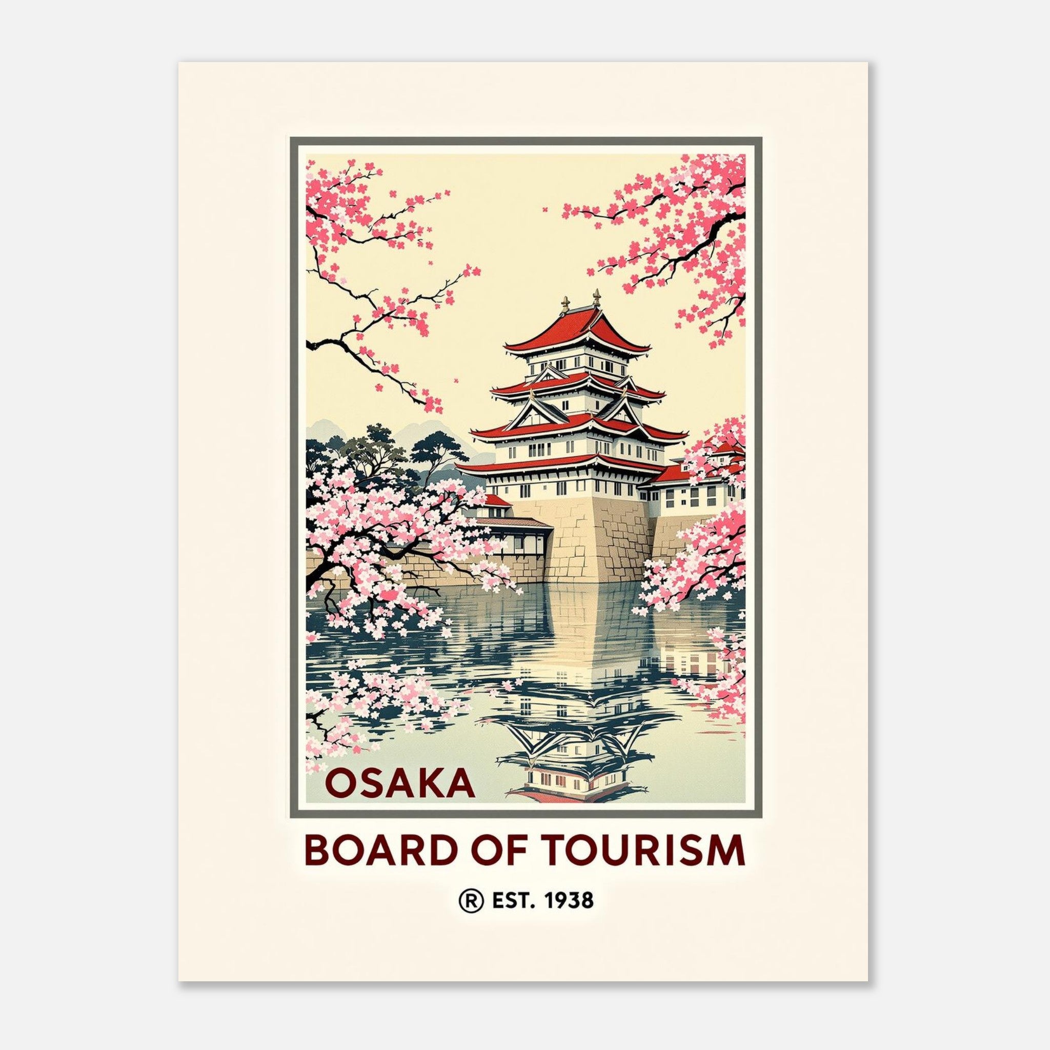Osaka Vintage Travel Poster Art Print — detail view | Wild Thread Co