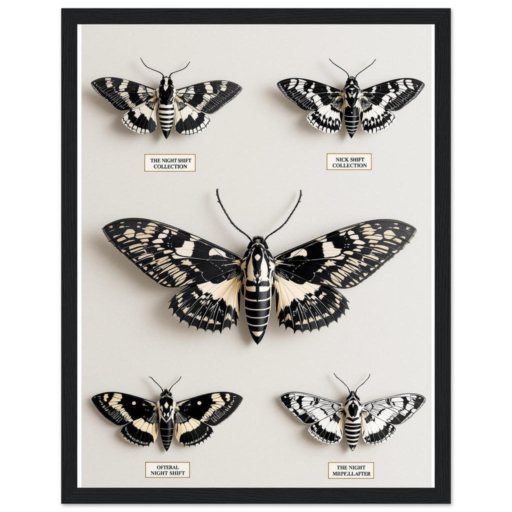Dark Academia Moth Collector Framed Print Wall Art Ready to Hang UK Framed Art Print — detail view | Wild Thread Co
