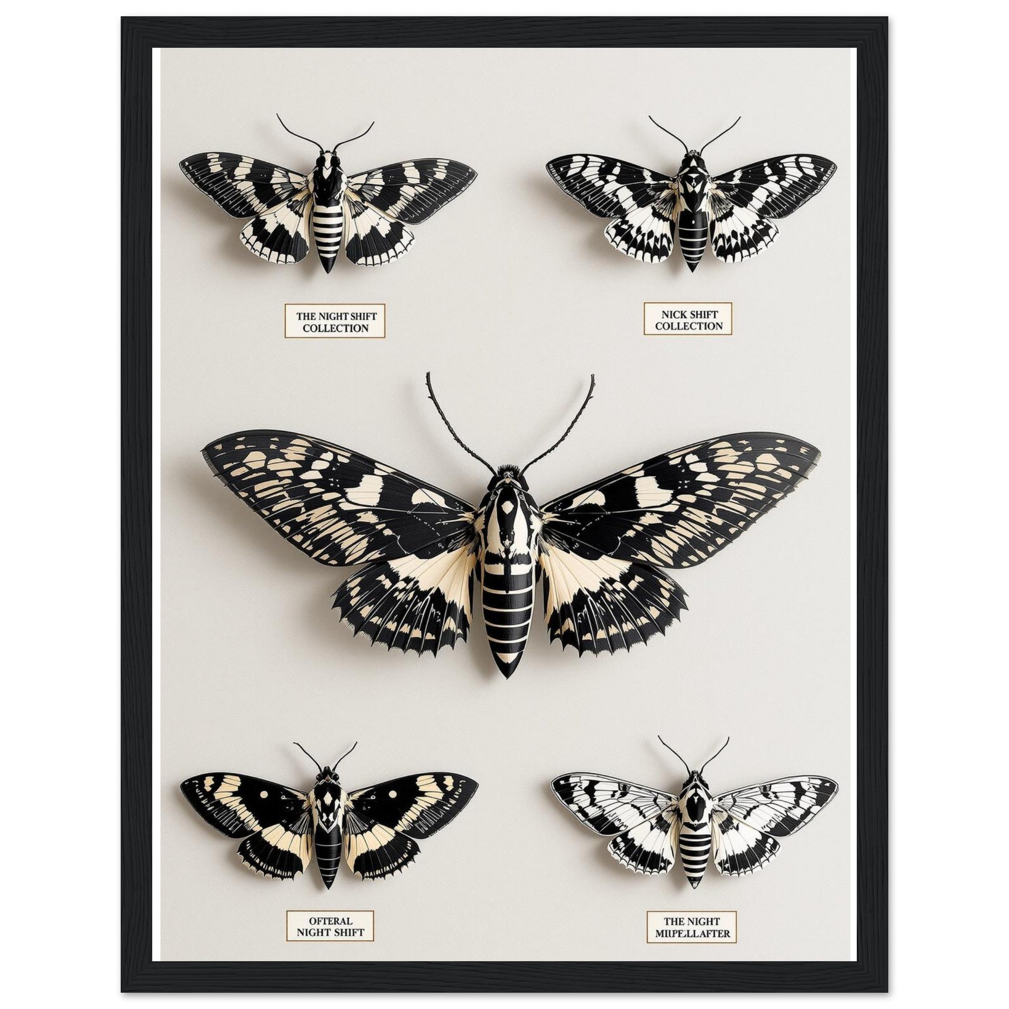 Dark Academia Moth Collector Framed Print Wall Art Ready to Hang UK Framed Art Print — detail view | Wild Thread Co
