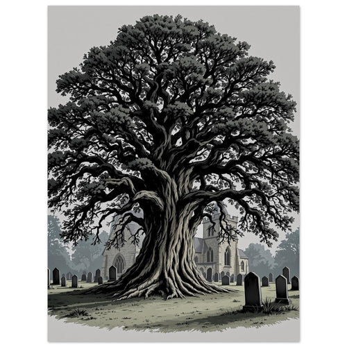 Ancient Yew Tree Churchyard Art Print Art Print — detail view | Wild Thread Co