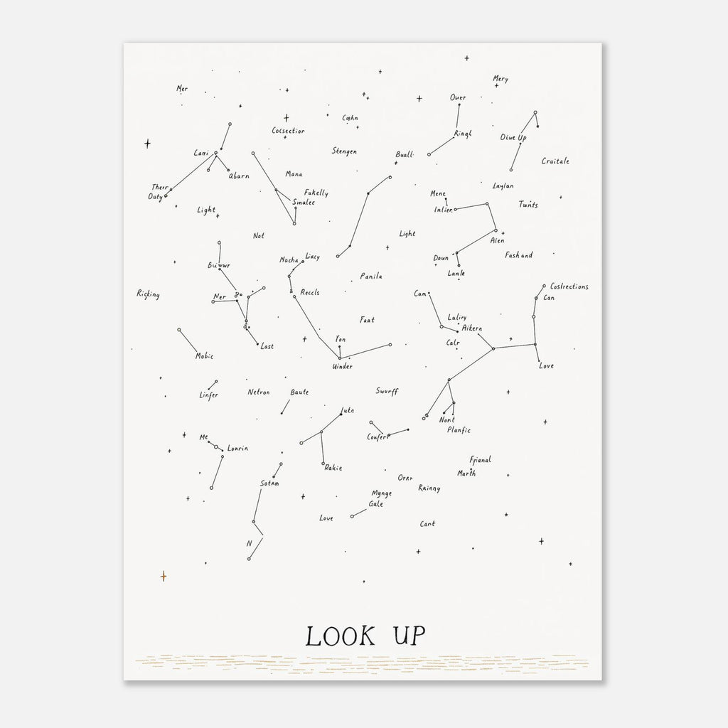 Winter Night Sky Star Chart Art Print Art Print — detail view | Wild Thread Co