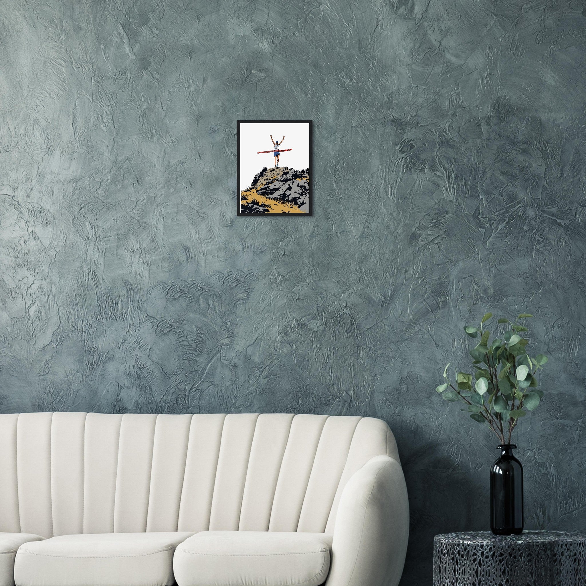 Fell Race Summit Finish Destroyed Framed Art Print — detail view | Wild Thread Co
