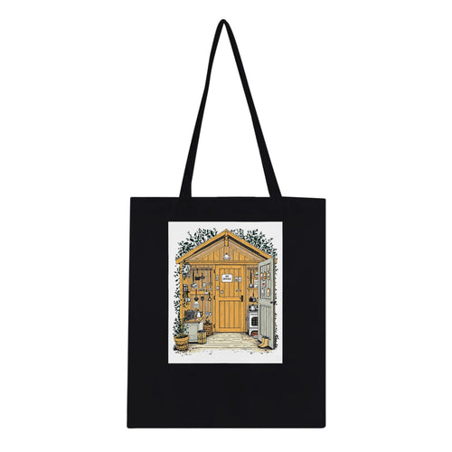 Allotment Shed Sanctuary Tote Bag Cotton Shopper UK Tote Bag — detail view | Wild Thread Co