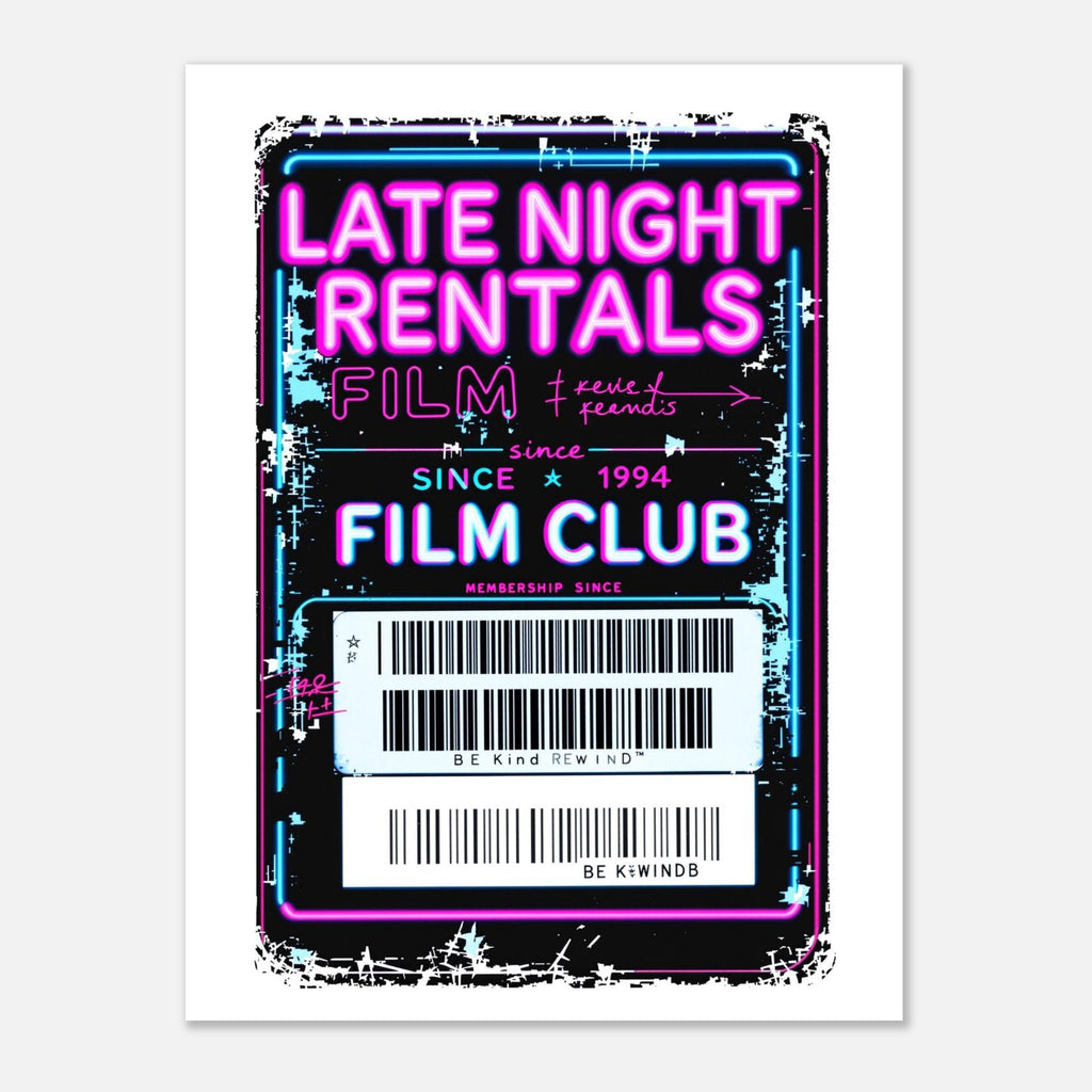Late Night Rentals Film Club Membership Card A1 T-Shirt Unisex Cotton Tee UK T-Shirt — detail view | Wild Thread Co