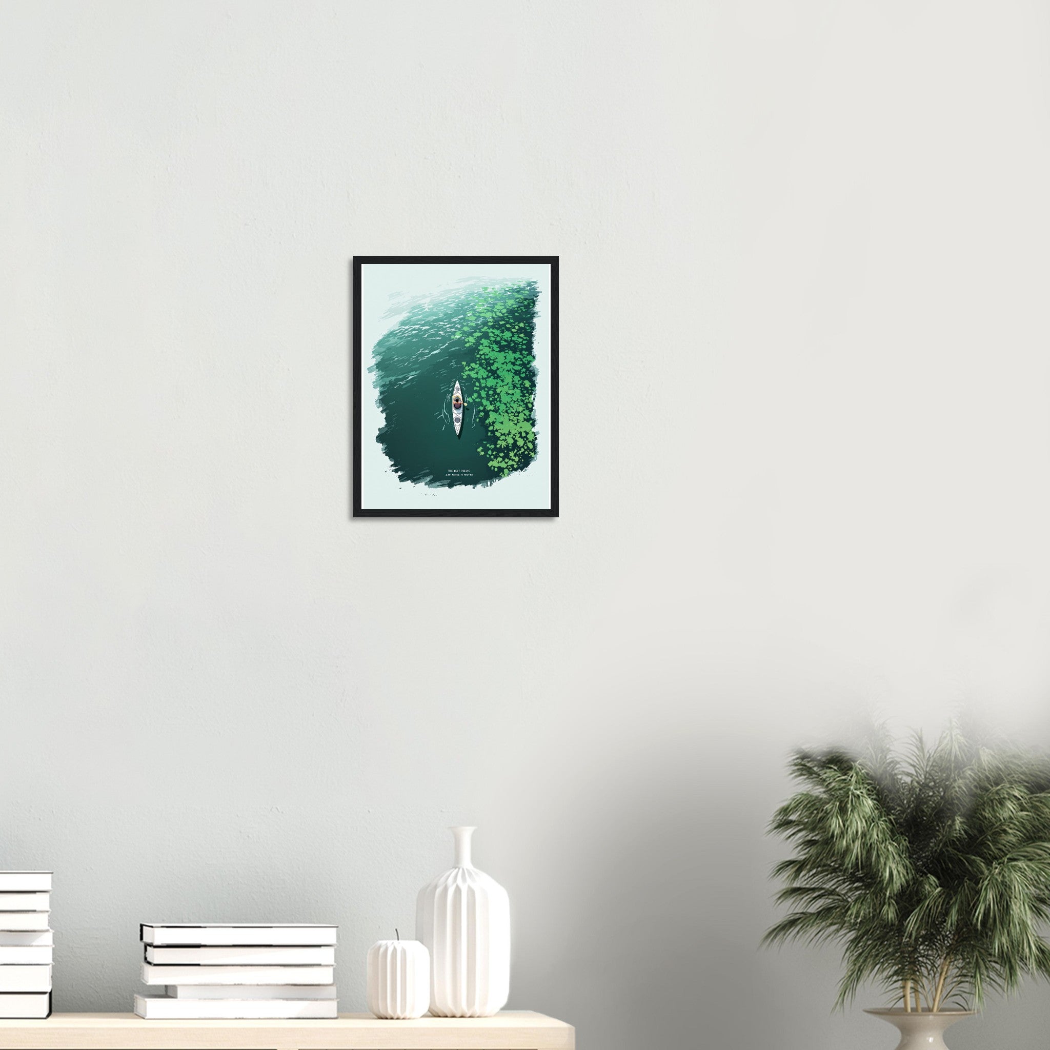 Sea Kayaking Aerial Framed Print Wall Art Ready to Hang UK Framed Art Print — detail view | Wild Thread Co
