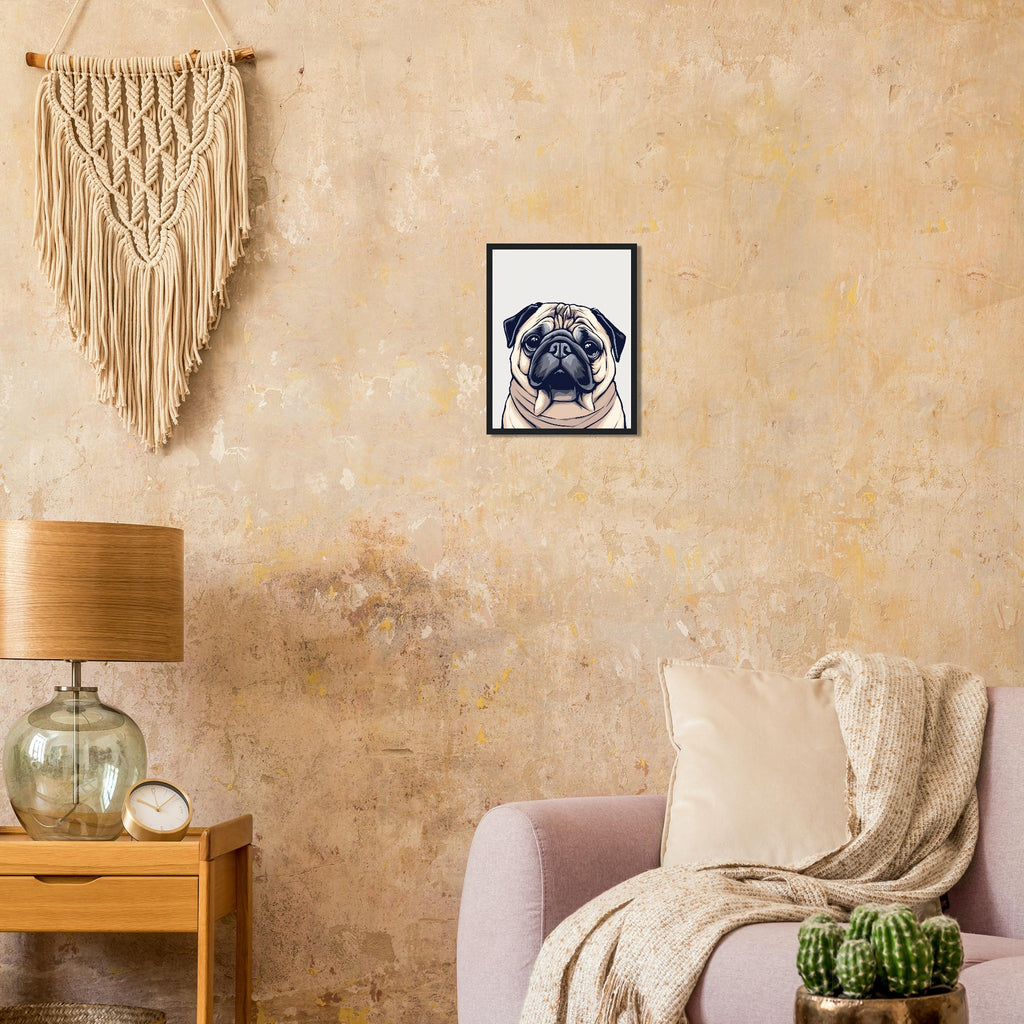 Pug Life Art Framed Print Wall Art Ready to Hang UK Framed Art Print — detail view | Wild Thread Co