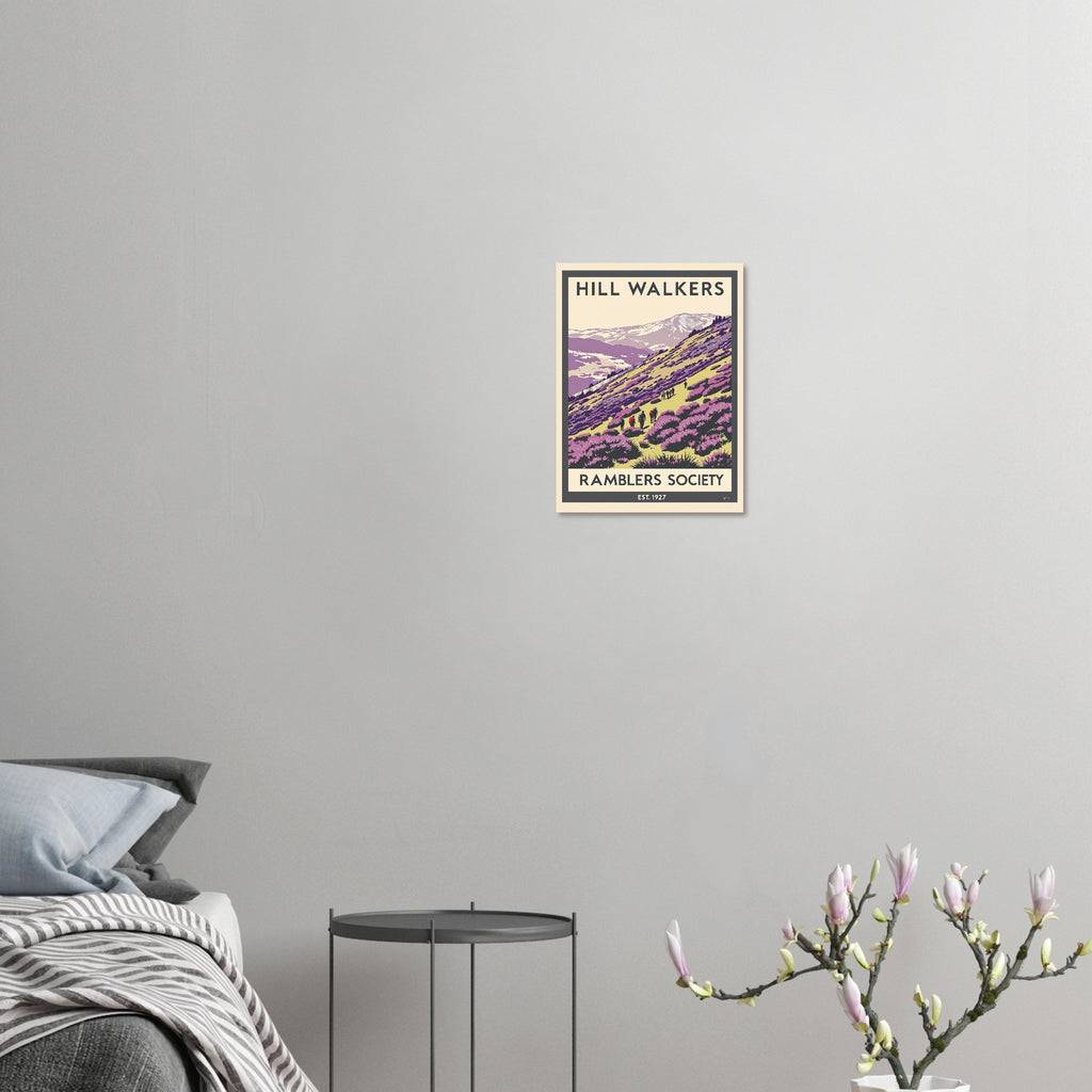 Hill Walkers Vintage Travel Poster Art Print — detail view | Wild Thread Co