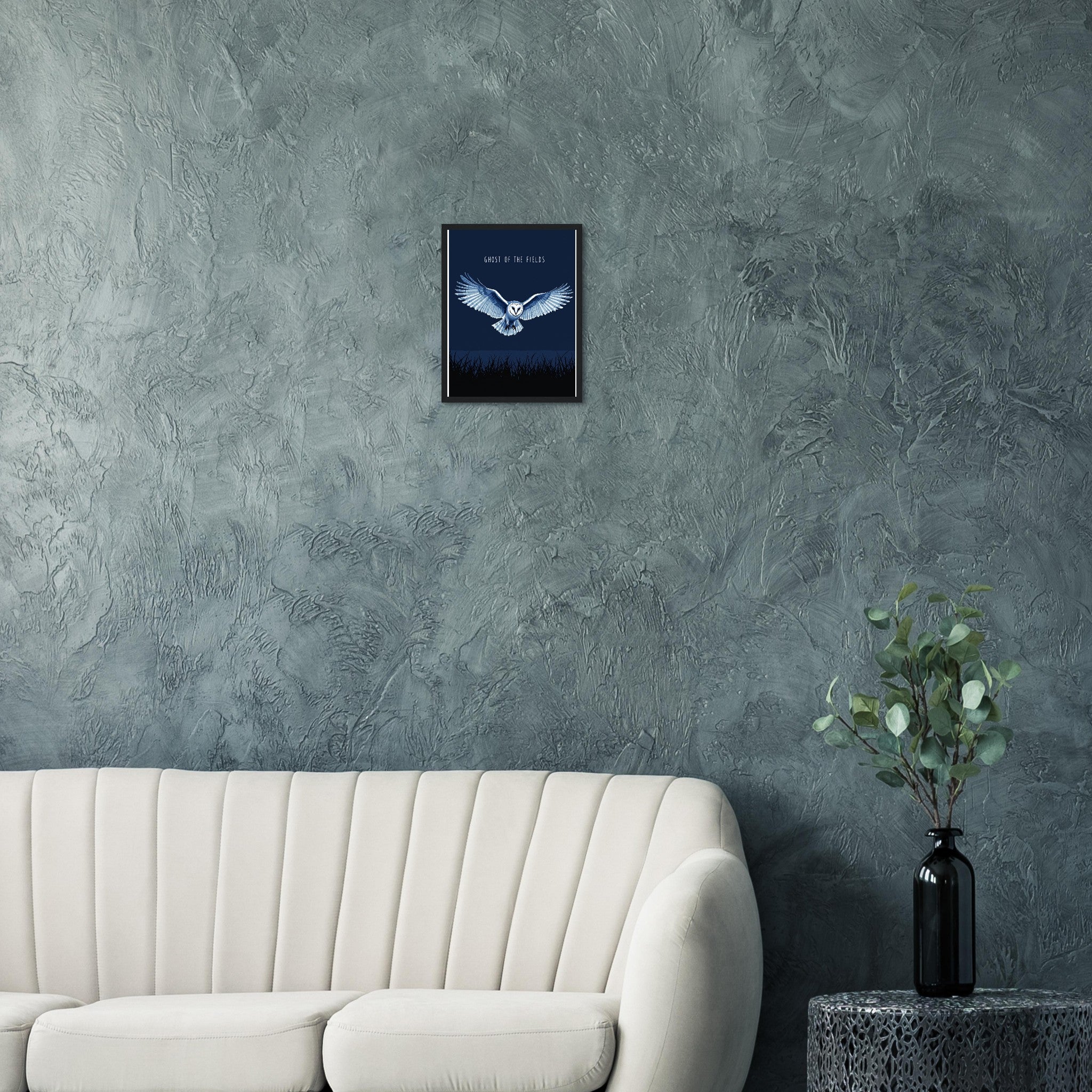 Barn Owl Hunting Framed Art Print — detail view | Wild Thread Co
