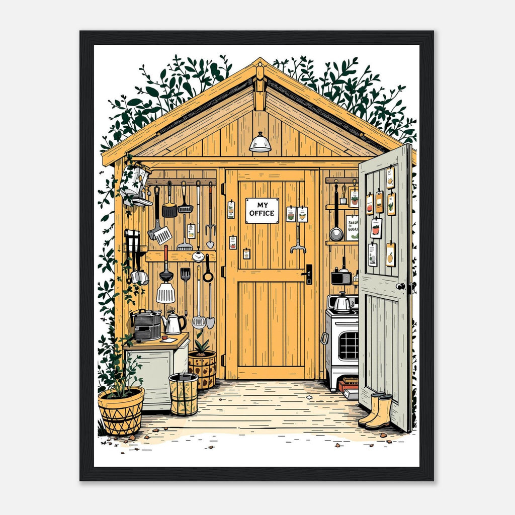 Allotment Shed Sanctuary Framed Print — Framed Art Print | Wild Thread Co